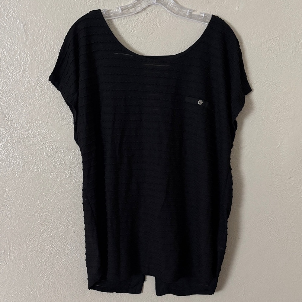 Maurices Plus Size Textured Black Sleeveless Blouse Semi Sheer Top Womens Sz 1X